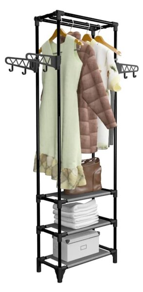 Fekete acél/nemszőtt textília ruhaállvány 55 x 28,5 x 175 cm