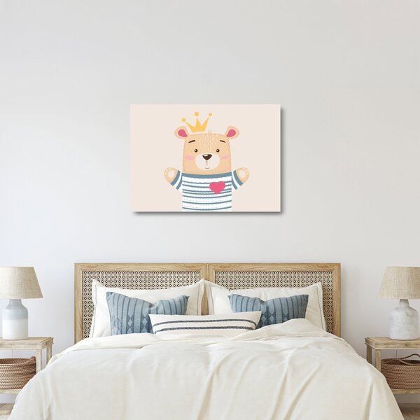 Üveg kép - Teddy maci koronával (70x50 cm)