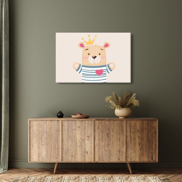 Kép - Teddy maci koronával (90x60 cm)