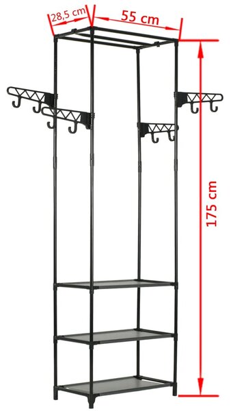 Fekete acél/nemszőtt textília ruhaállvány 55 x 28,5 x 175 cm