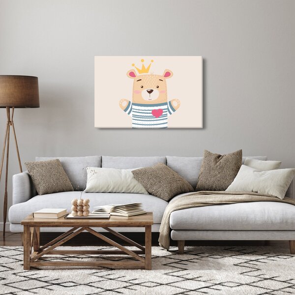 Kép - Teddy maci koronával (90x60 cm)