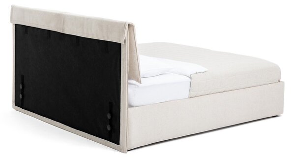 Bézs kárpitozott ágyneműtartós franciaágy ágyráccsal 180x200 cm Thessa Pillow – Bonami Selection