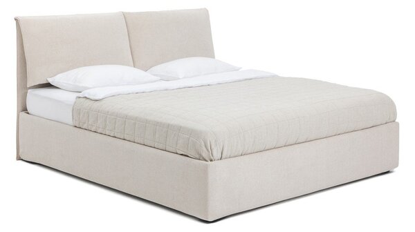 Bézs kárpitozott ágyneműtartós franciaágy ágyráccsal 180x200 cm Thessa Pillow – Bonami Selection