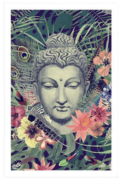 Poszter Buddha exotikus háttérrel