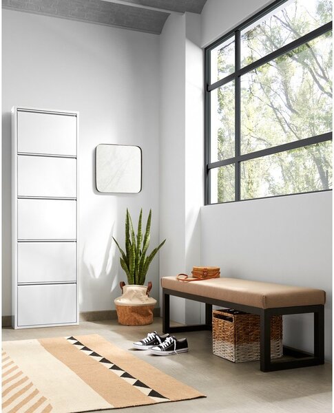 Fehér fém billenő ajtós cipőtartó 50x169x15 cm Ode – Kave Home