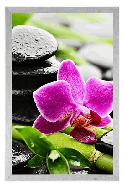 Poszter wellness csendélet lila orchideával