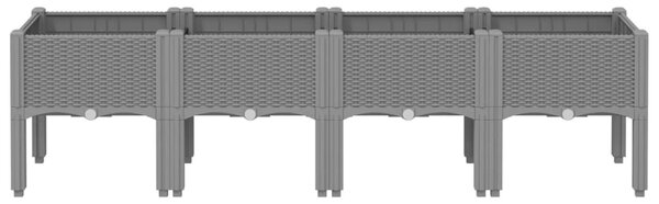 Világosszürke PP rácsos kerti ültetőláda 160 x 40 x 42 cm