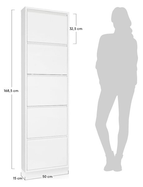 Fehér fém billenő ajtós cipőtartó 50x169x15 cm Ode – Kave Home