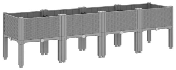 Világosszürke PP rácsos kerti ültetőláda 160 x 40 x 42 cm