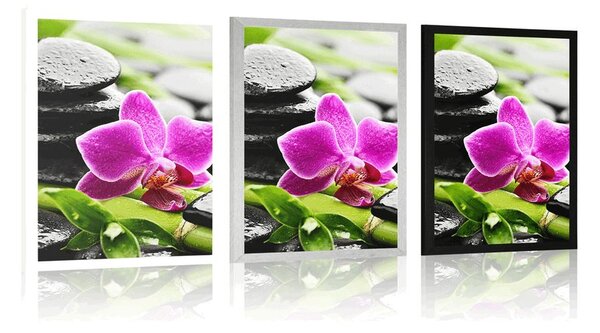 Poszter wellness csendélet lila orchideával