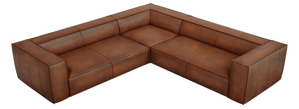Konyakbarna bőr sarokkanapé (variálható) Madame – Windsor & Co Sofas