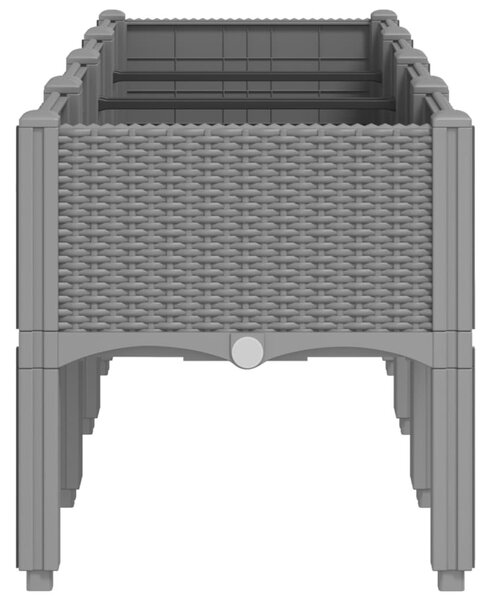 Világosszürke PP rácsos kerti ültetőláda 160 x 40 x 42 cm