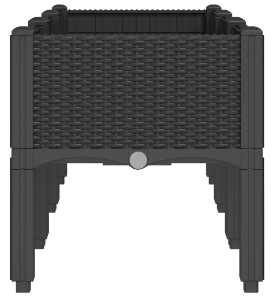 Fekete PP rácsos kerti ültetőláda 120 x 40 x 42 cm
