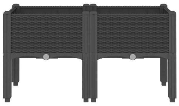 Fekete PP rácsos kerti ültetőláda 80 x 40 x 42 cm