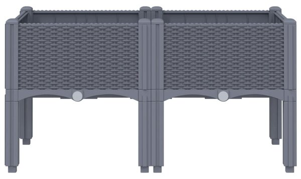 Kékszürke PP rácsos kerti ültetőláda 80 x 40 x 42 cm