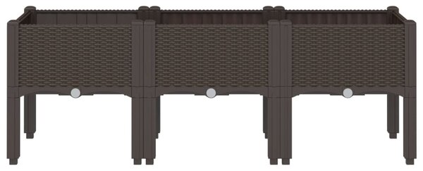 Barna PP rácsos kerti ültetőláda 120 x 40 x 42 cm