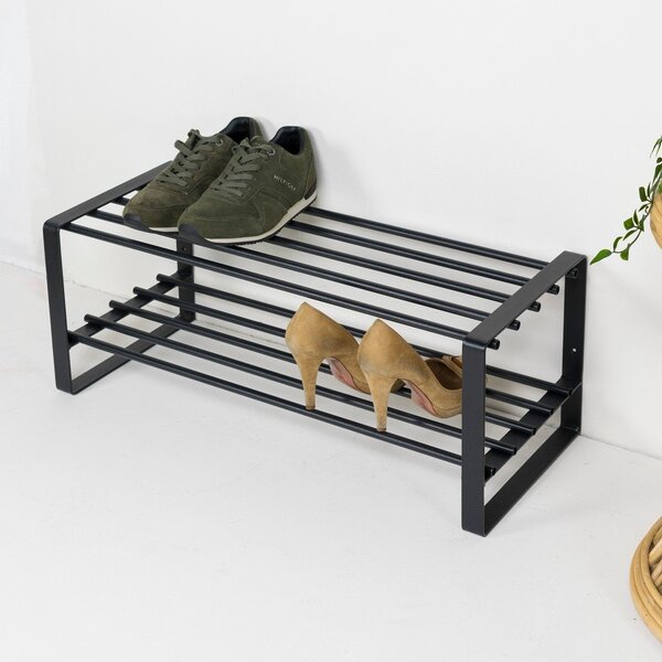 Fekete fém cipőtartó 70x29x27 cm Rex – Spinder Design