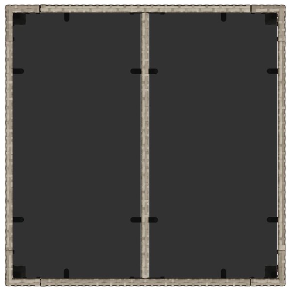 Világosszürke polyrattan üveglapos kerti asztal 90 x 90 x 75 cm