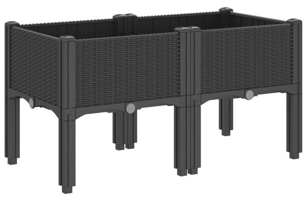 Fekete PP rácsos kerti ültetőláda 80 x 40 x 42 cm