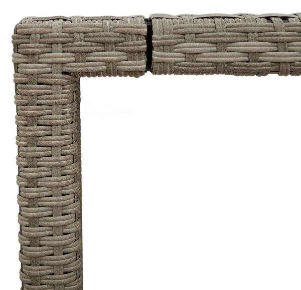 Világosszürke polyrattan üveglapos kerti asztal 90 x 90 x 75 cm