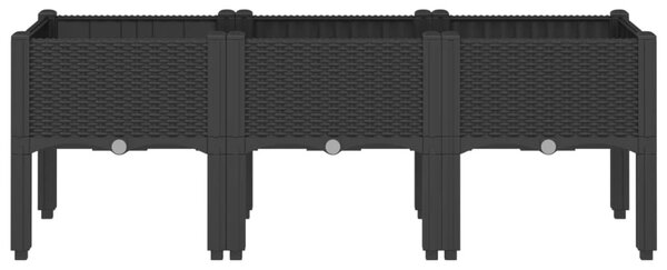 Fekete PP rácsos kerti ültetőláda 120 x 40 x 42 cm