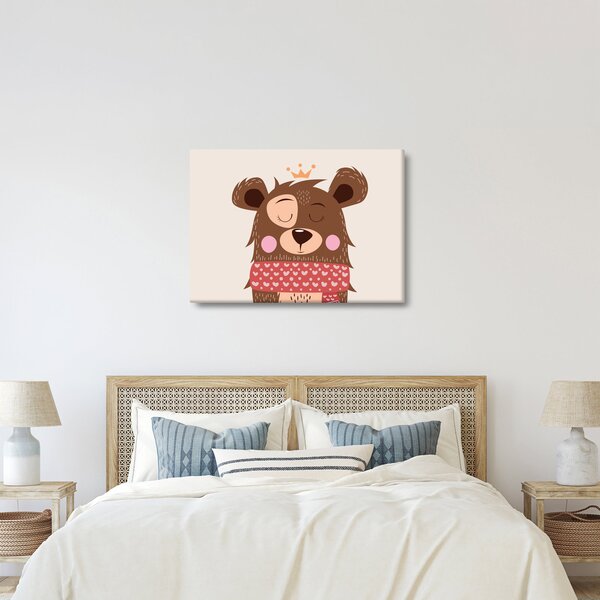 Kép - Teddy maci piros sállal (70x50 cm)
