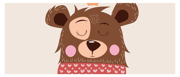 Kép - Teddy maci piros sállal (120x50 cm)