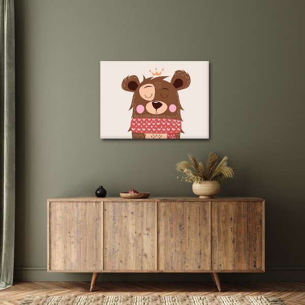 Kép - Teddy maci piros sállal (70x50 cm)