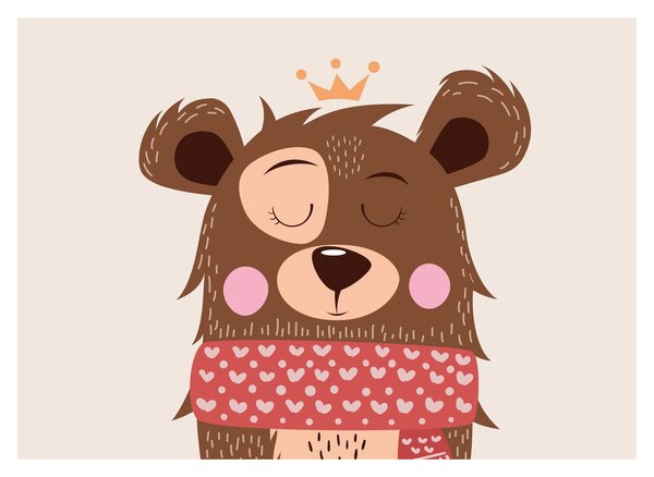 Kép - Teddy maci piros sállal (70x50 cm)