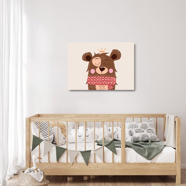 Üveg kép - Teddy maci piros sállal (70x50 cm)