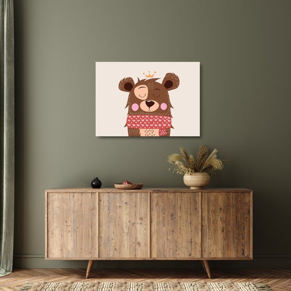 Üveg kép - Teddy maci piros sállal (70x50 cm)