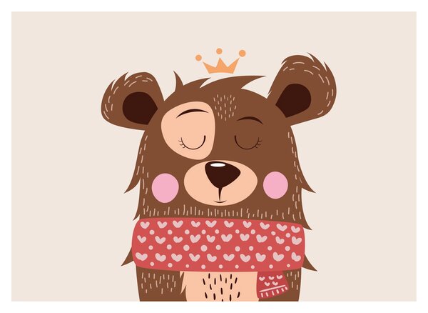 Üveg kép - Teddy maci piros sállal (70x50 cm)