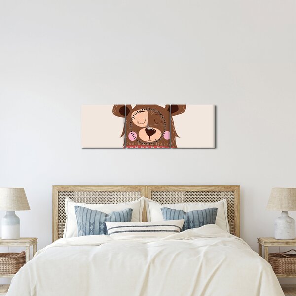 Kép - Teddy maci piros sállal (órával) (90x30 cm)