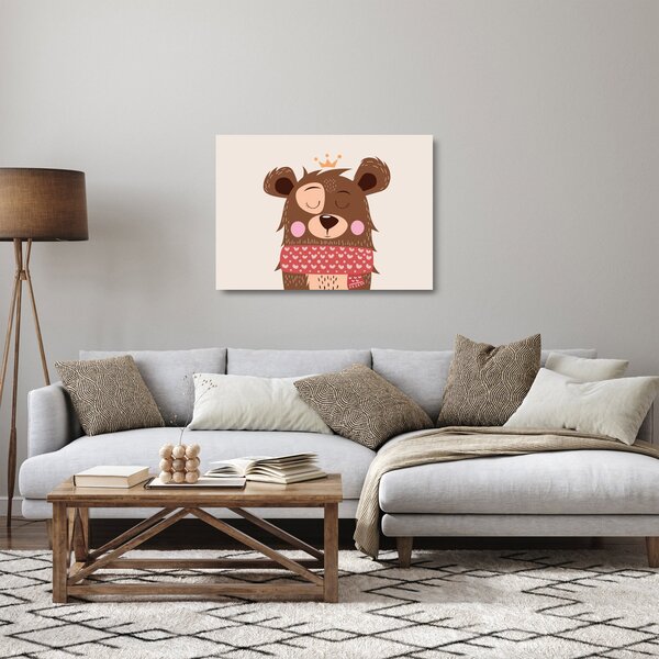 Üveg kép - Teddy maci piros sállal (70x50 cm)