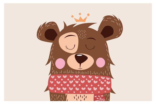 Kép - Teddy maci piros sállal (90x60 cm)