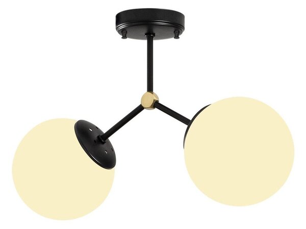Fekete-fehér mennyezeti lámpa üveg búrával 15x44 cm Damar – Opviq lights