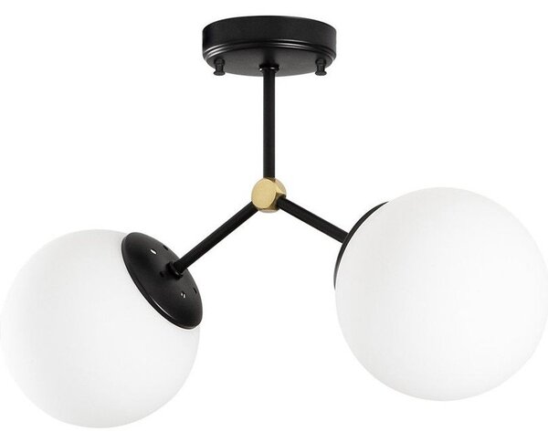 Fekete-fehér mennyezeti lámpa üveg búrával 15x44 cm Damar – Opviq lights