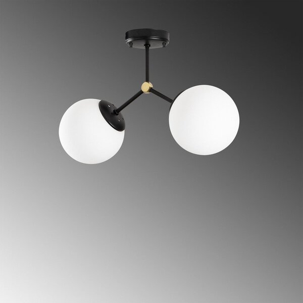 Fekete-fehér mennyezeti lámpa üveg búrával 15x44 cm Damar – Opviq lights