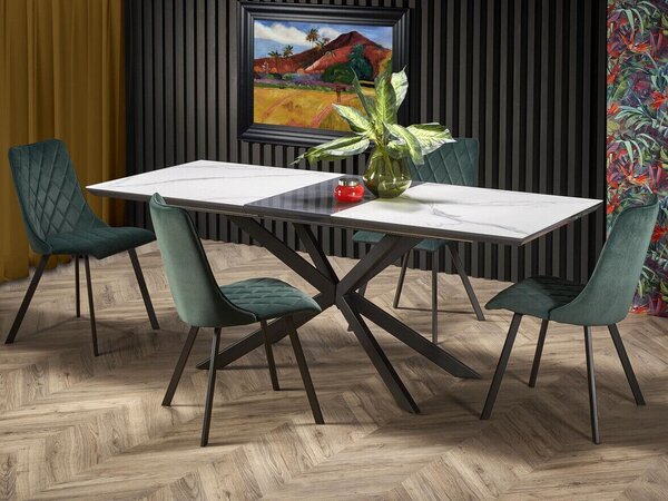 Asztal Houston Sidus, 76x90cm, Fekete, Fehér márvány
