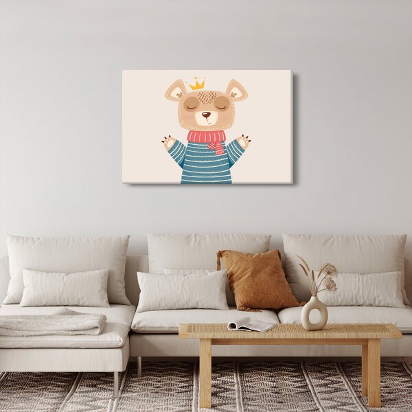 Kép - Bézs mackó koronával (90x60 cm)