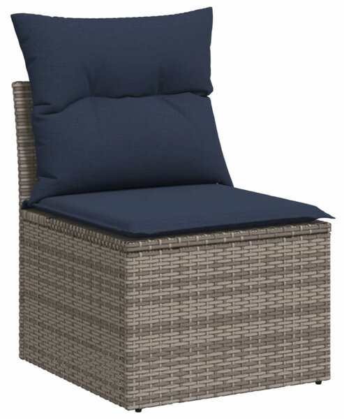 8 részes szürke polyrattan kerti ülőgarnitúra párnával
