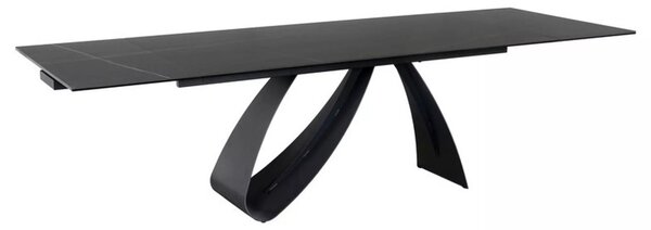 Diuna Ceramic Bővíthető Üveg-Kerámia Étkezőasztal Fekete Matt Dizájn