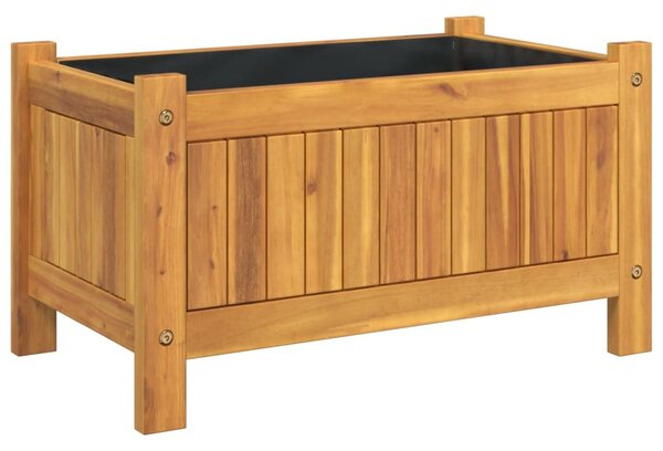 Tömör akácfa kerti virágtartó béléssel 54 x 31 x 30 cm