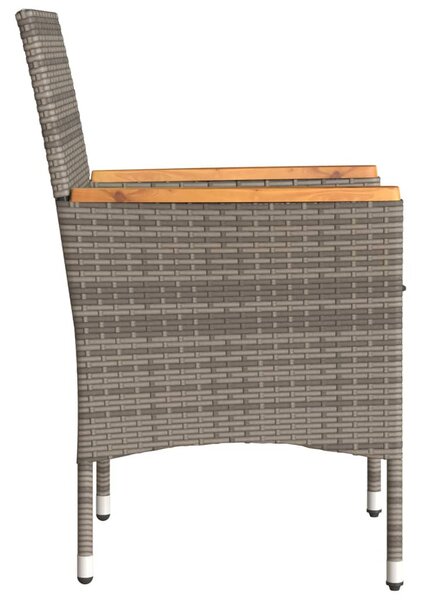 2 db szürke polyrattan kerti szék párnával