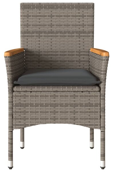 2 db szürke polyrattan kerti szék párnával