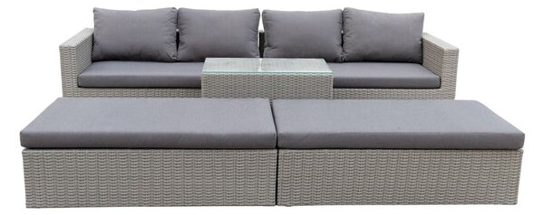 Szürke műrattan négyszemélyes kerti lounge szett Drammen - Bonami Selection