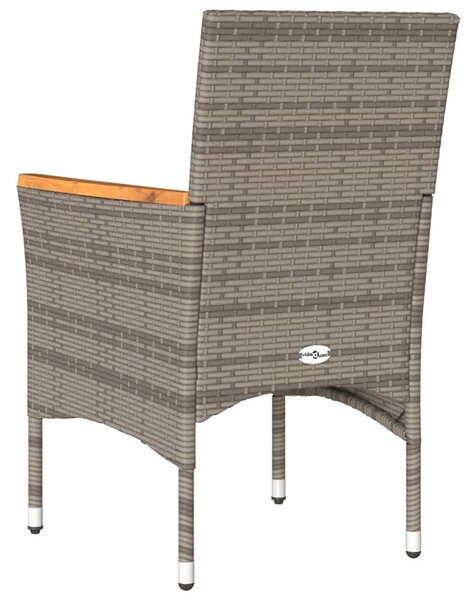2 db szürke polyrattan kerti szék párnával