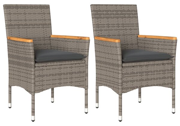 2 db szürke polyrattan kerti szék párnával