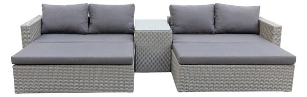 Szürke műrattan négyszemélyes kerti lounge szett Drammen - Bonami Selection