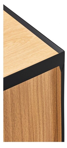 Fekete alacsony komód tölgyfa dekorral 165x78 cm Arista – Teulat